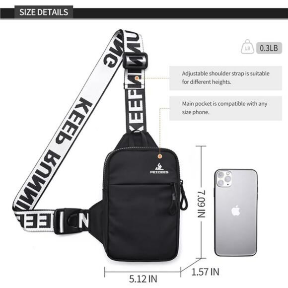 Mini Crossbody Sling Bag Chest Fanny Pack Water Resistant Phone Holder Travel - Picture 6 of 7